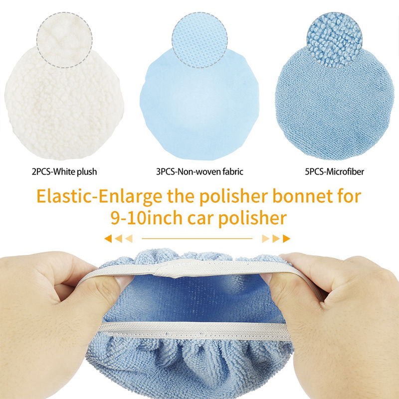 Thumbnail: 20/10Pcs Car Polishing Pad Bonnet 9 10 Inch Microfiber Auto Bonnet Polisher Soft