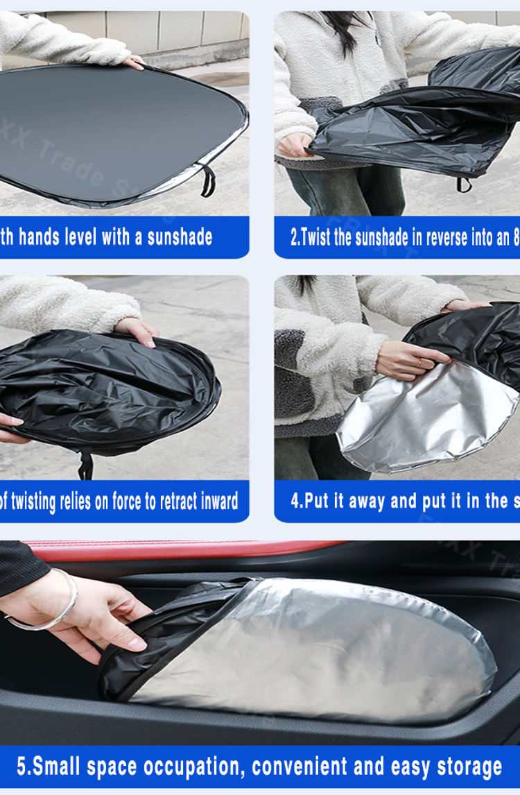 Thumbnail: Foldable Car Sun Visor Front Windshield Sunshade Heat Insulation Summer Cooling