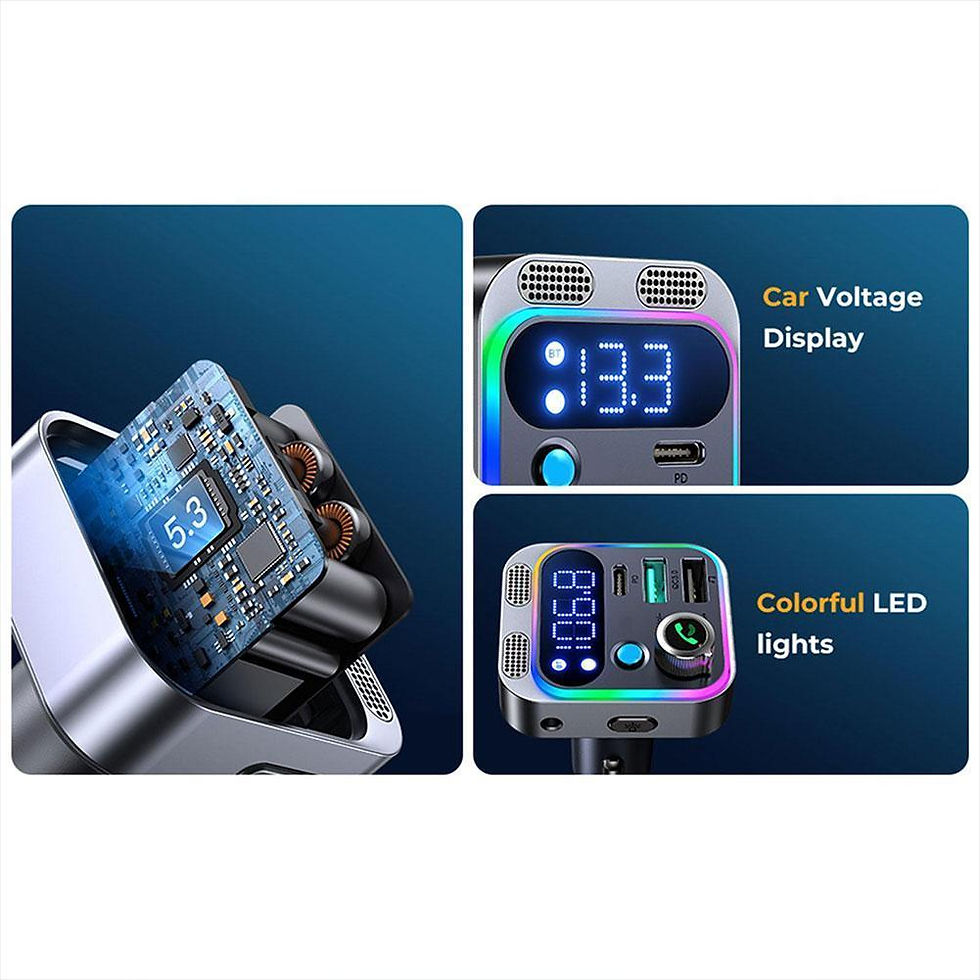 Thumbnail: Bluetooth 5.3 FM Transmitter 4 Port USB Car Charger Type C PD 250W Fast Charging