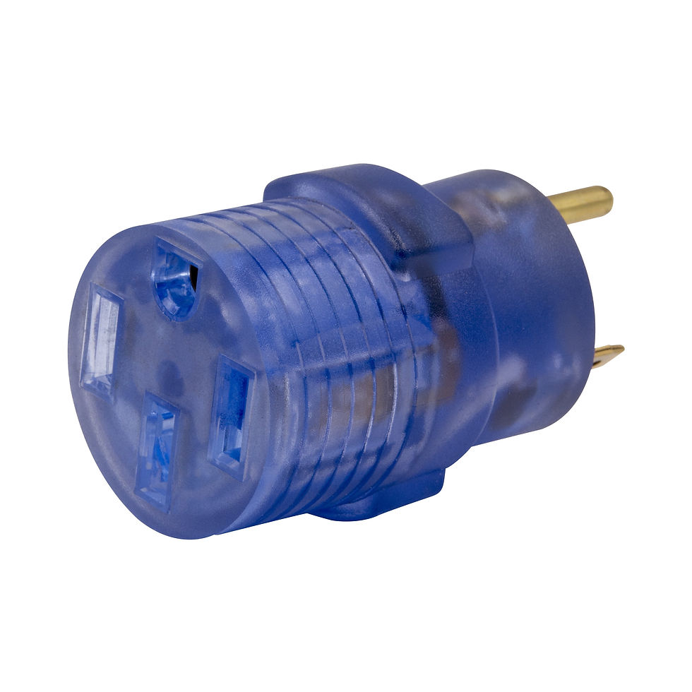 Thumbnail: Auto Drive 30 to 50-Amp Universal RV Power Adapter with Light, Clear Blue, ..