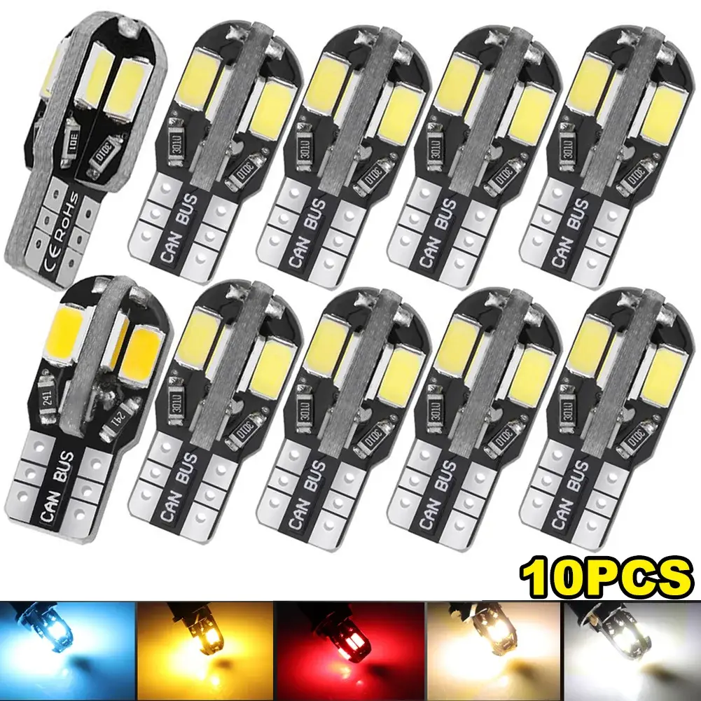 10PCS W5W T10 LED Bulbs Car Turn Signal Reading Brake Trunk Hood Width Clearance