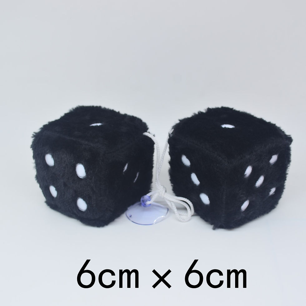 Thumbnail: 2pcs Long Hair Hot Stamping Dot Dice Plush Toy Cube Pendant Car Ornament Sieve A