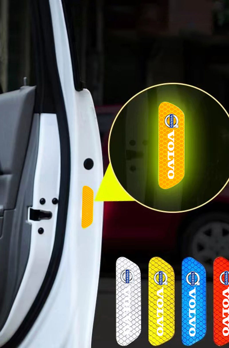 4Pcs Car Door Safety Warning Reflective Mark 3D Sticker For Volvo XC90 V90 V60 X