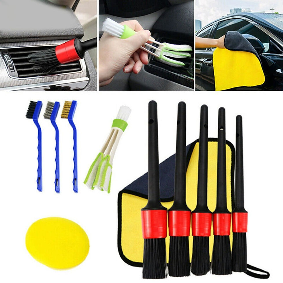 11Pcs Car Detailing Brush Kit Boar Hair Auto Interior Wheel Gap Cleaning To..