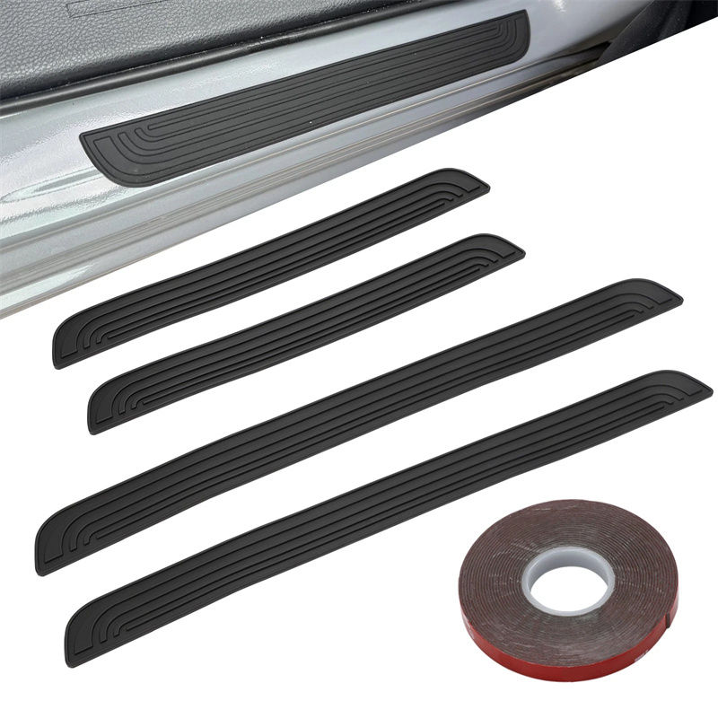 Thumbnail: 4pcs Rubber Car Door Sill Scuff Covers Black Door Panel Guards Protector Trim An