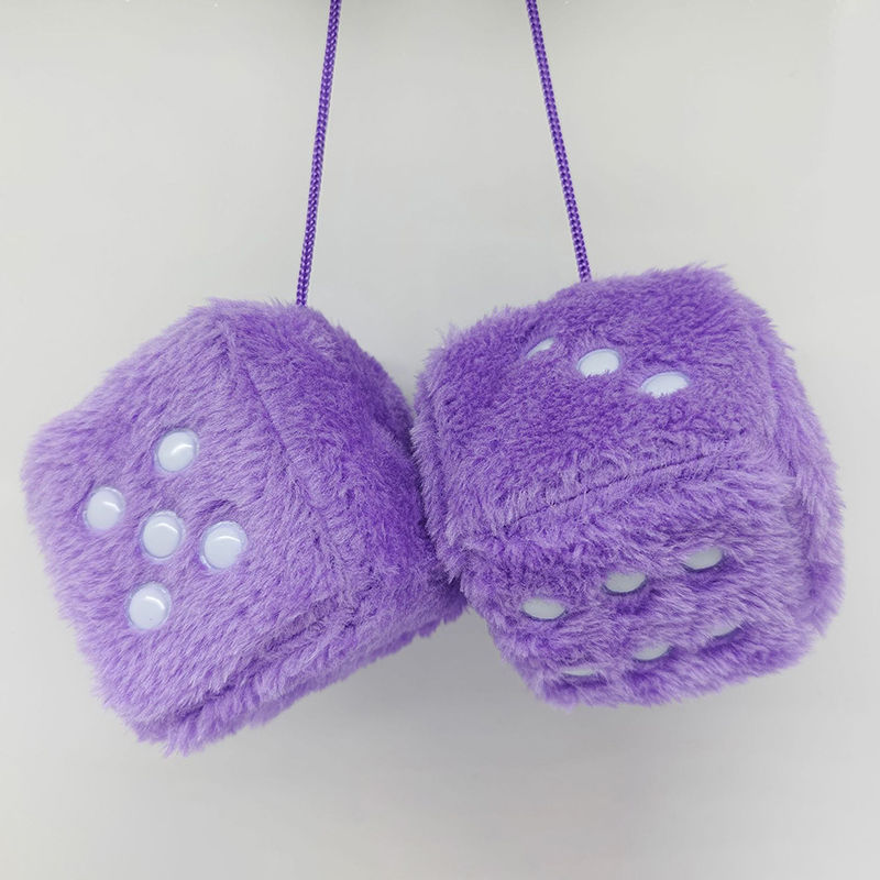 Thumbnail: Fuzzy Plush Dice With Dots Retro Square Plush Hanging Pendant Fuzzy Dices For Ca
