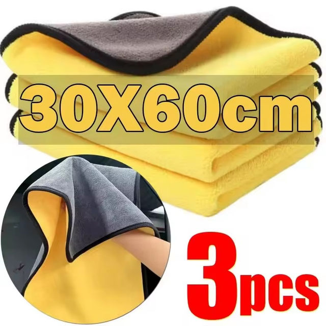 1/2/6pcs Microfiber Car Cleaning Towels Car Wash Drying Cloth Hemming Microfiber