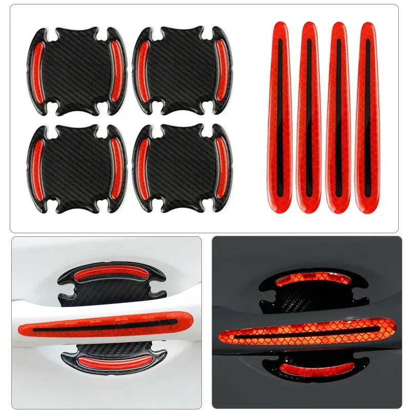 Thumbnail: 8PCS Car Door Bowl Handle Protector Safety Warning Anti-collision Anti-scratch R