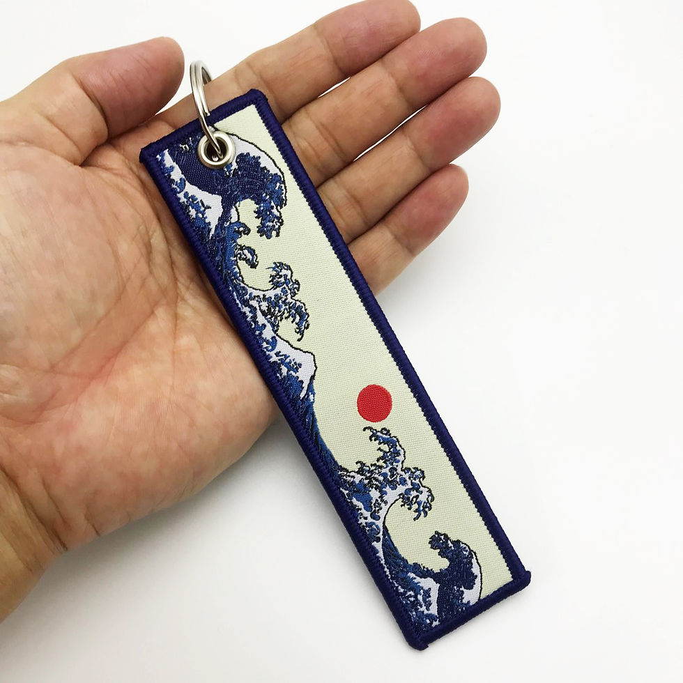 Thumbnail: Elegant Women Embroidery Keychain for Bags Backpack Ornament Hokkaido Wave Sun M