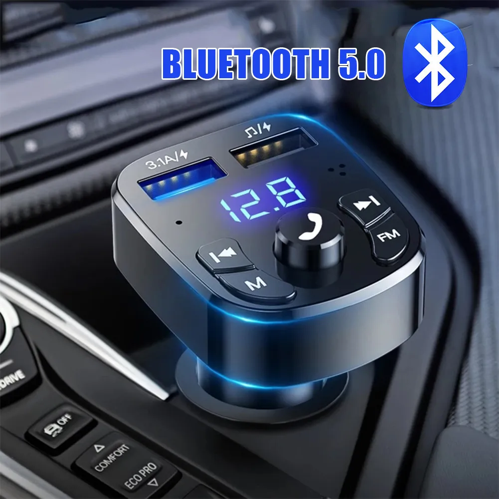 Bluetooth 5.0 Car Receiver Dual USB Car Kit FM Transmitter Audio MP3 Player Auto