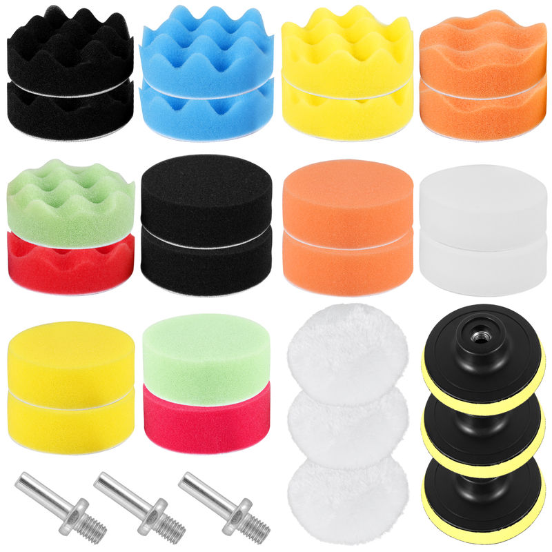 Thumbnail: 29 Pcs Car Polishing Pad Kit Fine Polishing Car Cleaning Reusable 3 Inch Washabl