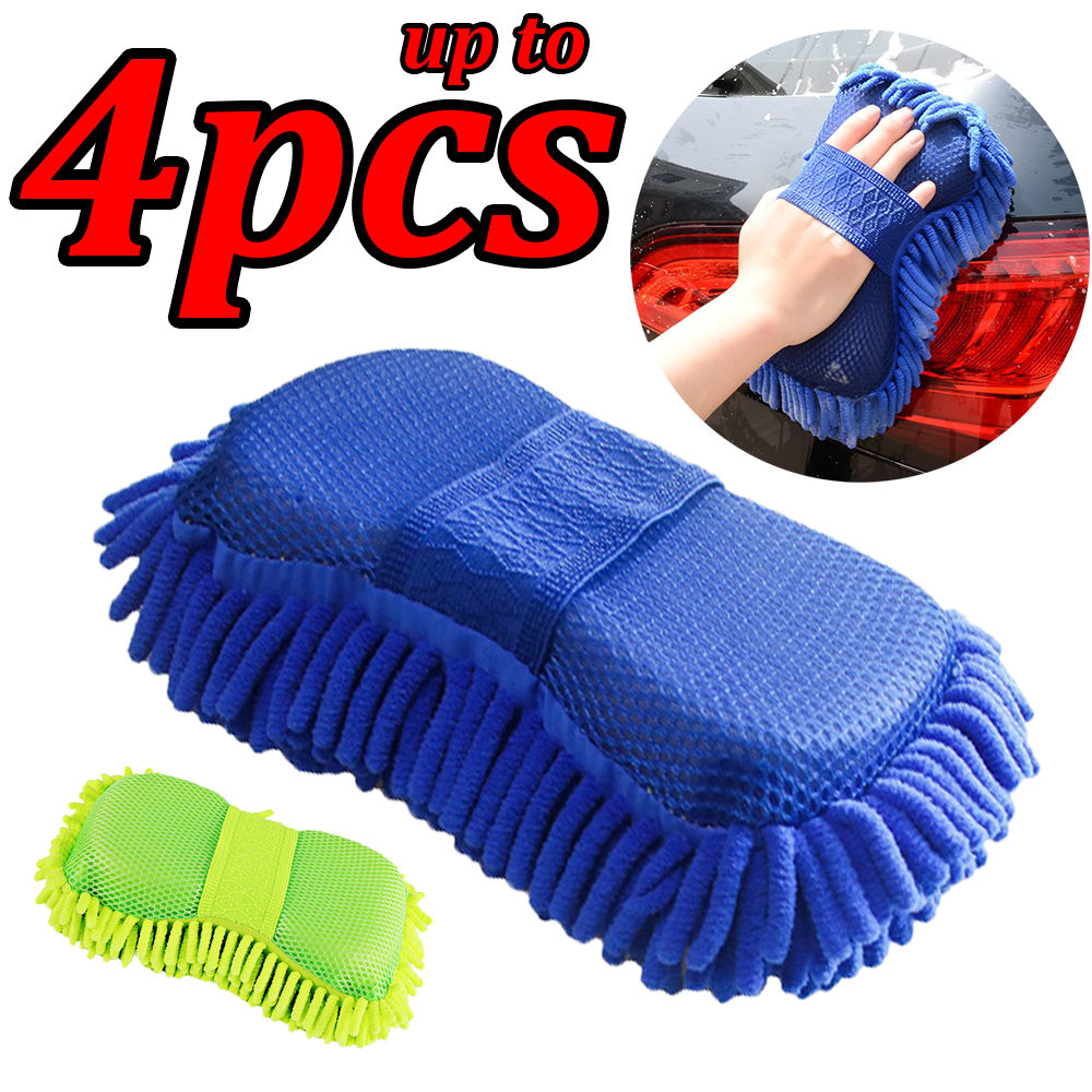 1-4Pcs Chenier Car Wash Sponge Car Gloves Automatic Washing Towel Gloves Ultra-f