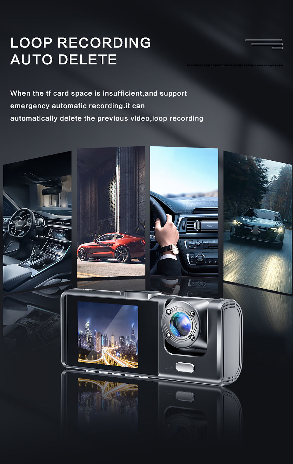 Thumbnail: 1080P Dual camera Dash Cam for cars,Front And Inside,car camera with IR Night Vi