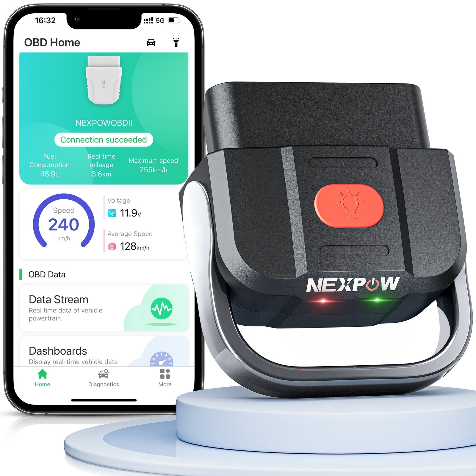 NEXPOW Bluetooth OBD2 Scanner, Code Reader for iOS & Android, Car Scan Tool..