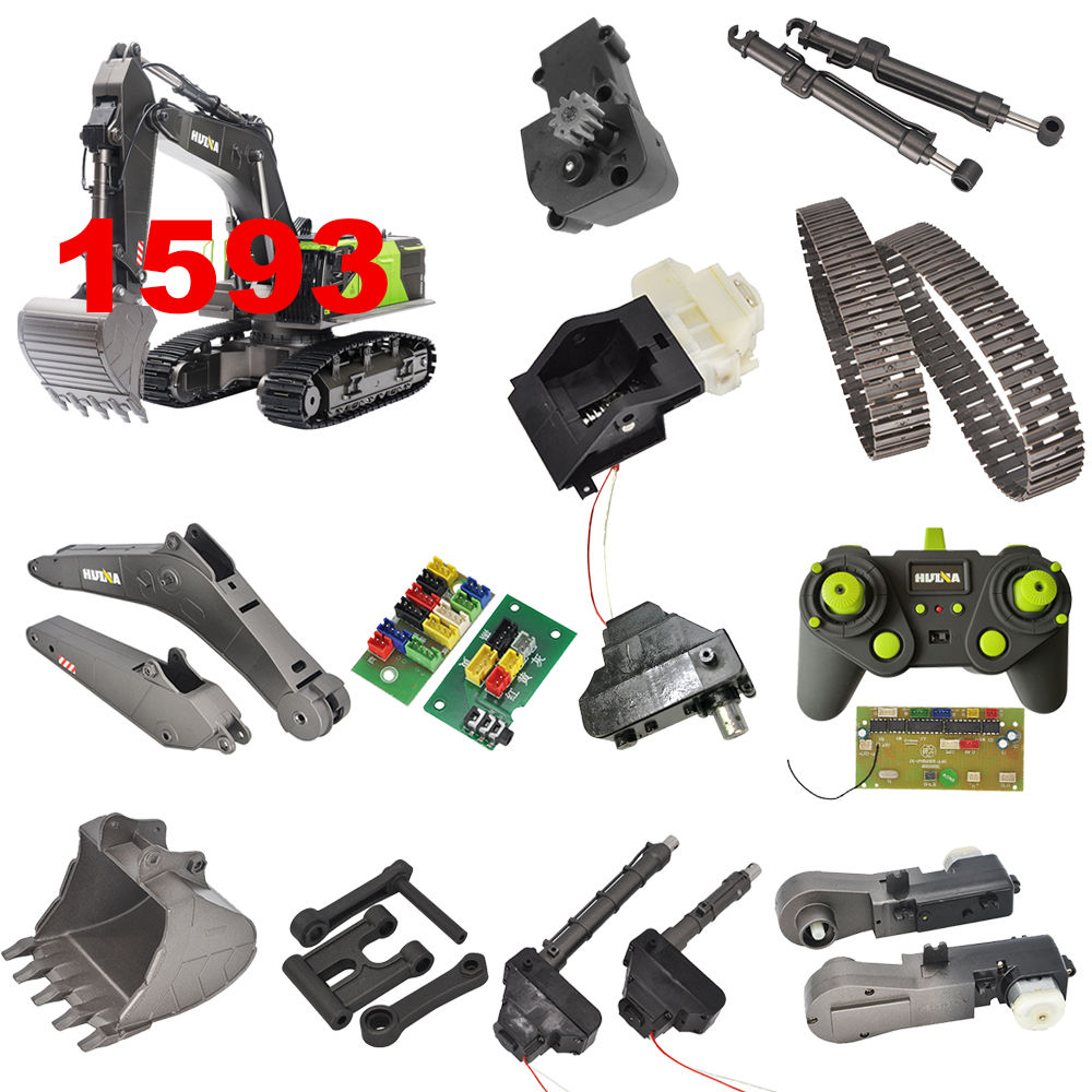 Huina 1593 Excavator Arm Gearbox Tooth Box Metal Push Rod Gripper Quick Hitch Bu