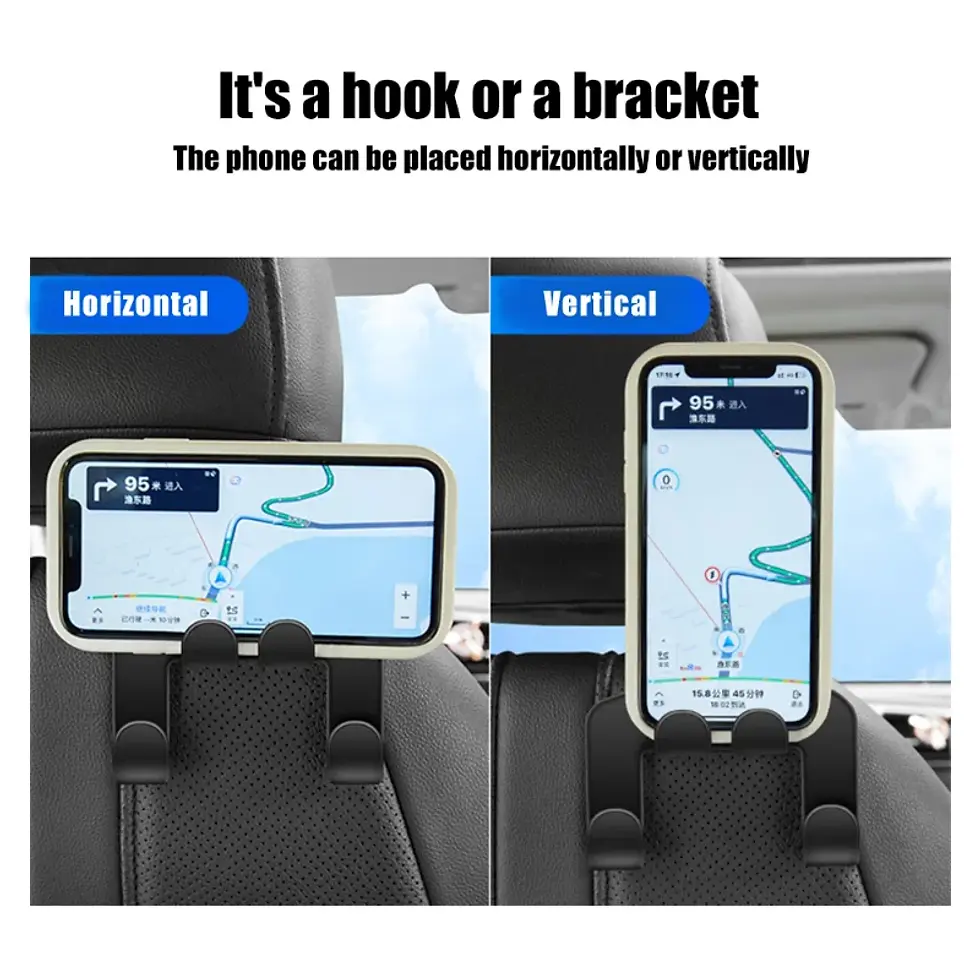 Thumbnail: Multifunctional Car Seat Back Hook 1/2pcs Double Head Phone Hanger Headrest Hang