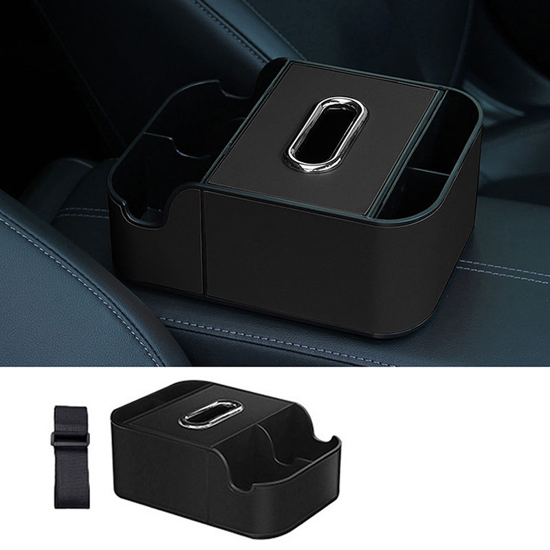 Thumbnail: Car Armrest Storage Organizer – Tissue & Dual Cup Holders