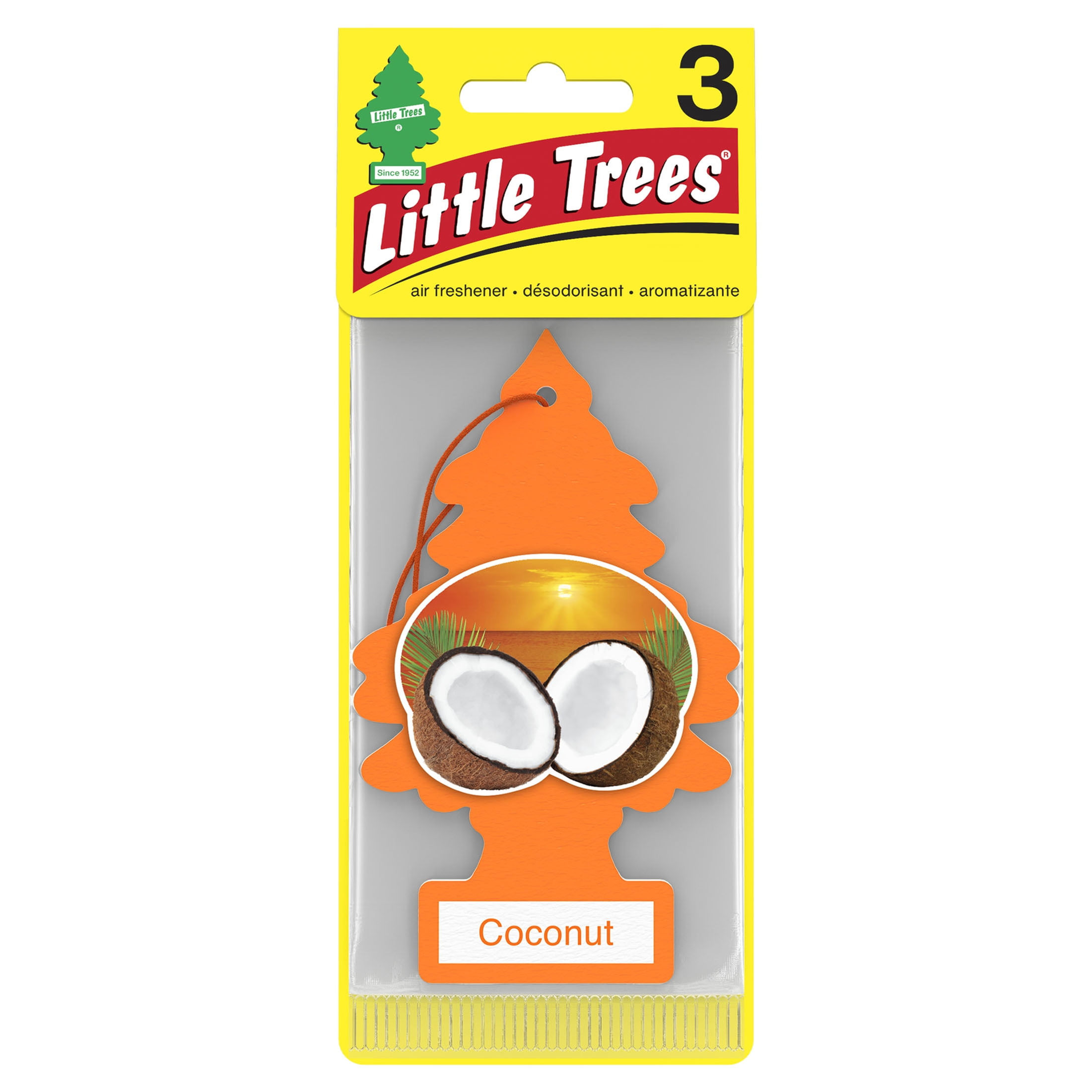 Auto Air Freshener, Hanging Card, Coconut Fragrance 3-Pack