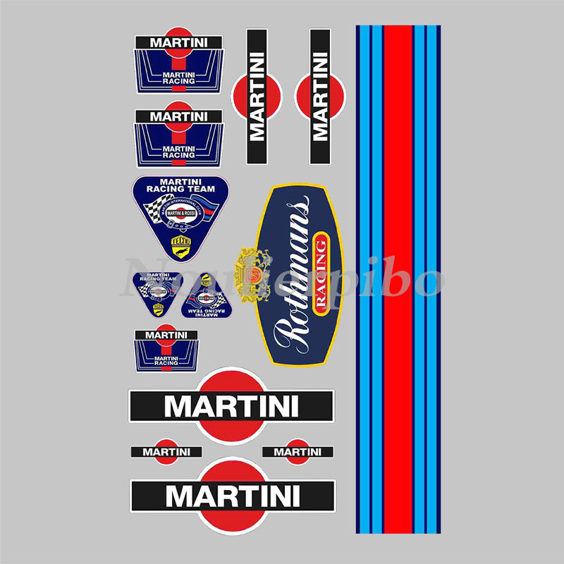 Thumbnail: 30cm Set Die-cut Martini Racing PVC Stickers Auto Moto Stripes Exterior Vinyl De