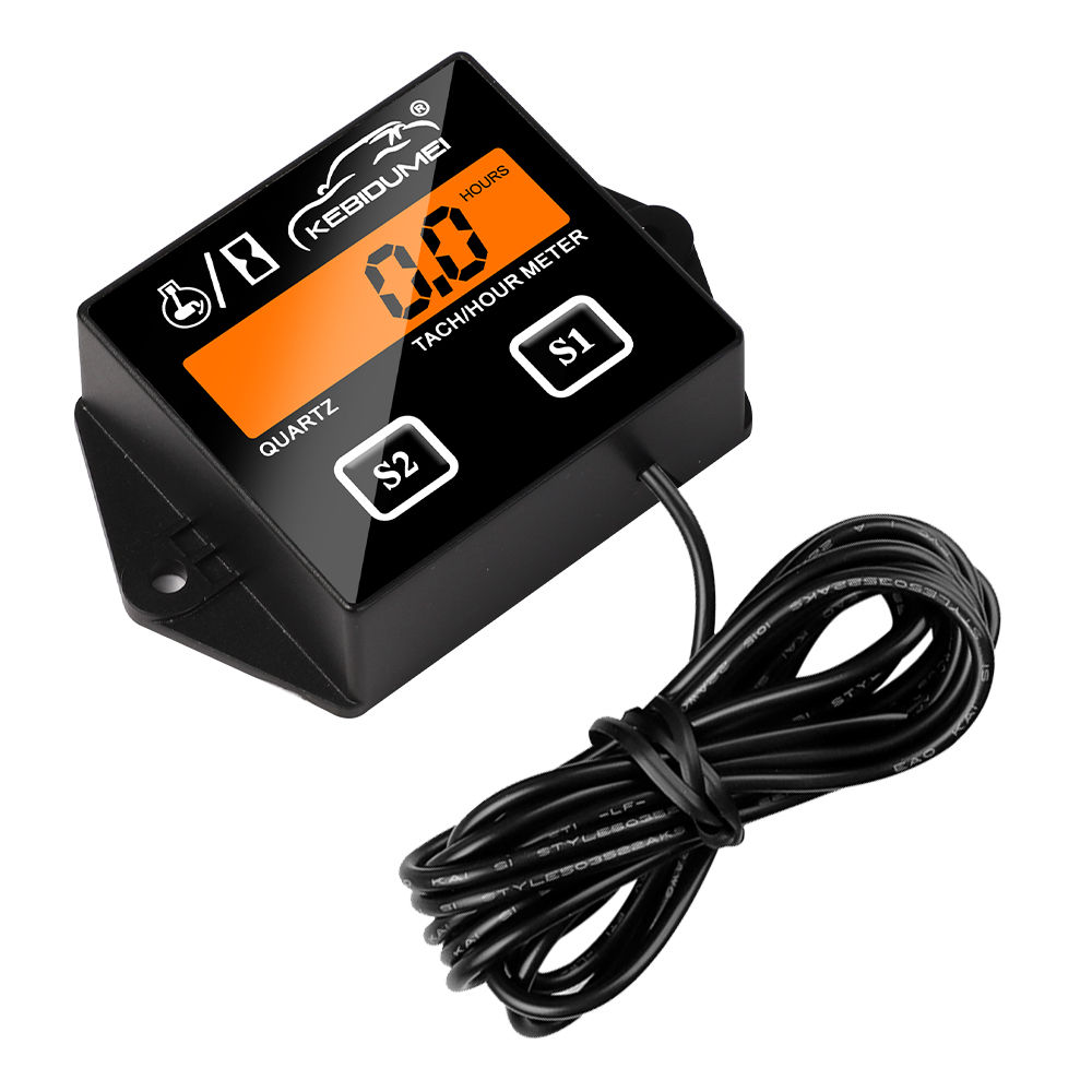 Kebidumei Digital Engine Tach Hour Meter Tachometer Gauge Engine RPM LCD Display