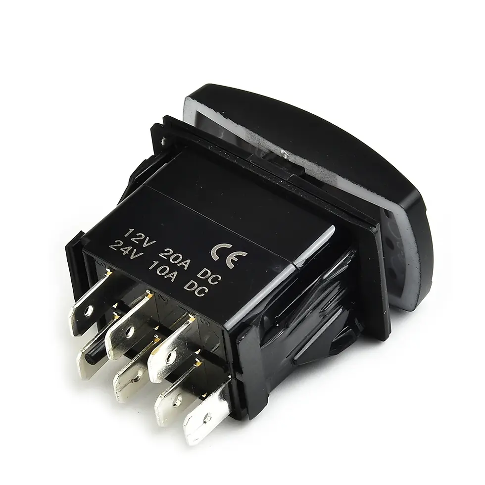 Thumbnail: 7Pin 20Amp 12V Blue LED Lights Winch In Winch Out (ON)-OFF-(ON) Rocker Switch Mo