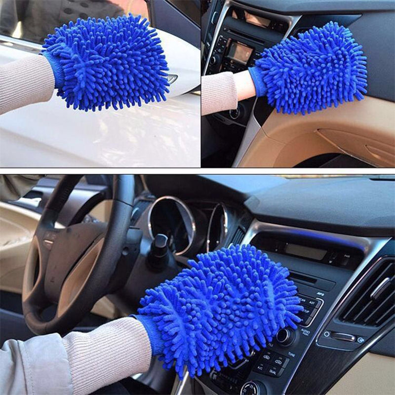 Thumbnail: Double-sided Motorcycle Care Cleaning Gloves Cleaning Cloth Towel Microfiber Was