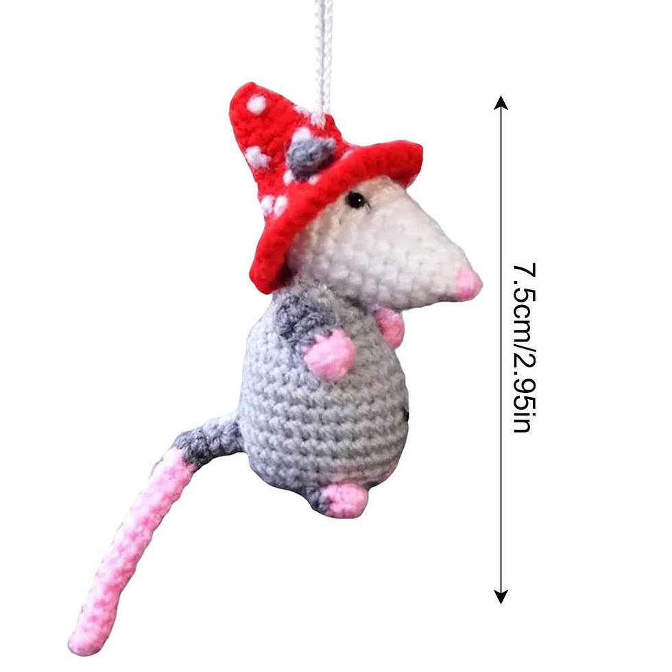 Thumbnail: Cute Rearview Mirror Car Decor Knitted Possum Auto Charm Ornaments Handmade Key