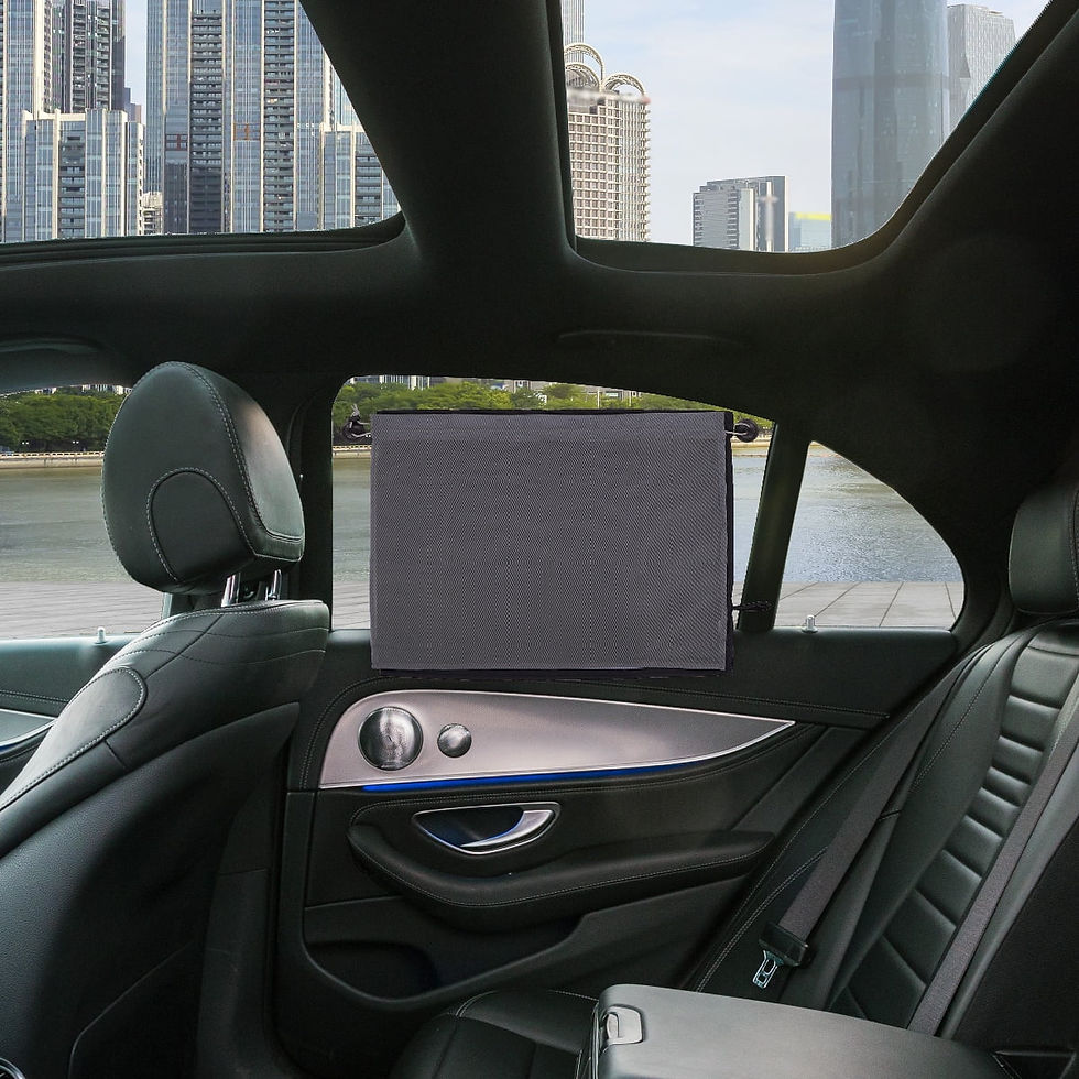 Thumbnail: Auto Drive Universal Side Window Suction Cups Grey Curtain Sun Shade 2 Coun..