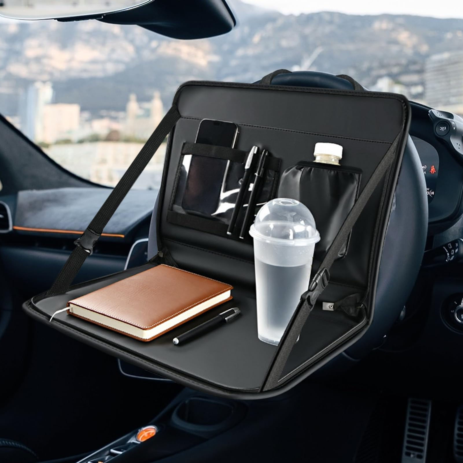 Car Backseat Organizer with Foldable Table, Multi-Function Storage Holder & Lapt