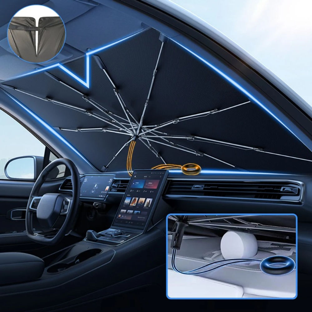 2024 Upgraded Car Windshield Sun Shade Umbrella Foldable Car Sunshade Front Wind