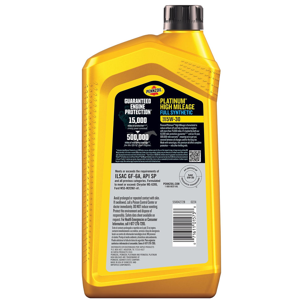 Pennzoil Platinum High Mileage Full Synthetic 5W-30 Motor Oil 1 Quart