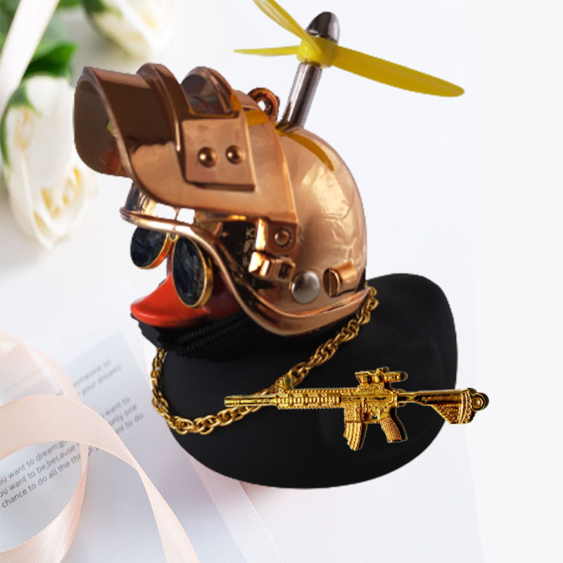 Thumbnail: Broken Wind Rubber Duck Motor Accessories Yellow Duck with Helmet Auto Car Acces