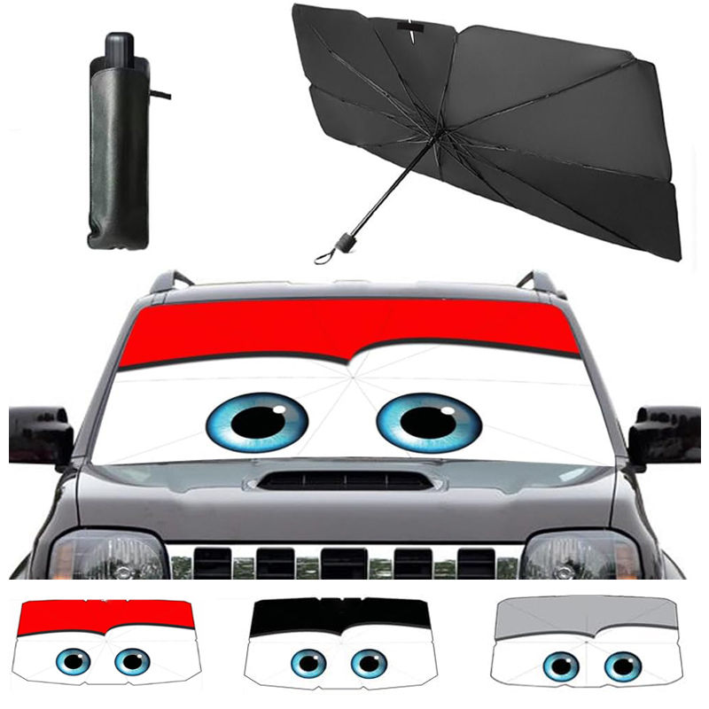 Summer Cartoon Eyes Windshield Sunshade Umbrella Foldable Car Sunshade Front Win
