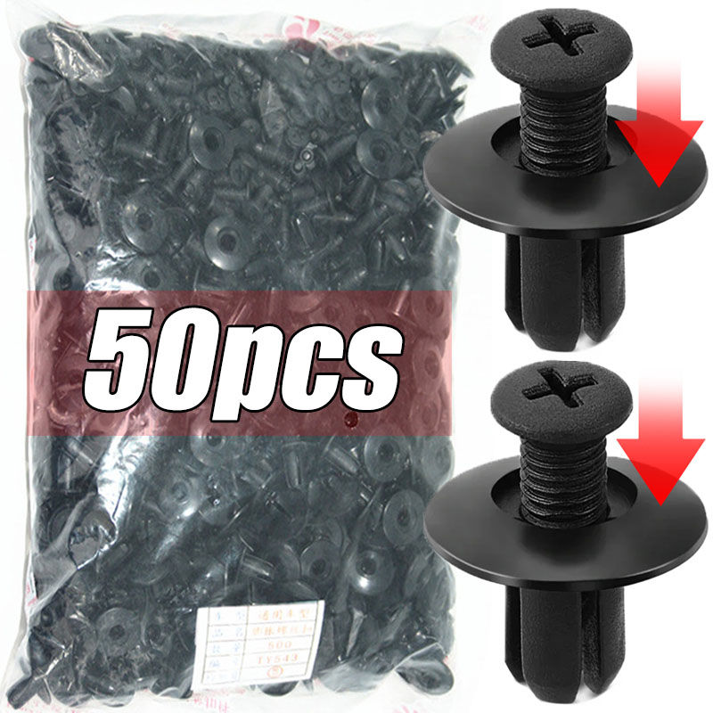 Thumbnail: 300/50pcs 8mm Plastic Fasteners Screws Universal Car Bumper Fender Black Rivets