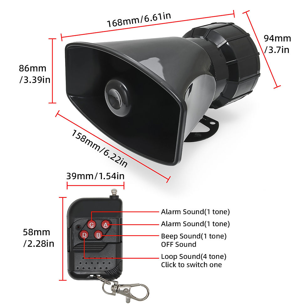 Thumbnail: 12V 100W Auto Wireless Electronic Siren Loud Speaker 7 Sounds 130dB Car Horn Spe