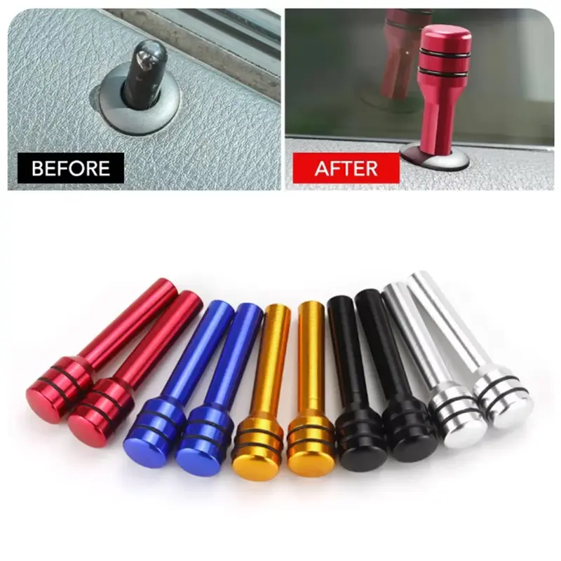 2 Pcs Automobiles Car Door Pin Lock Knob Lift Covers Aluminum Alloy for VW Golf