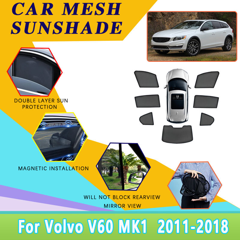 For Volvo V60 Accessories MK1 2011~2018 Side Car Sunshade Window Sunscreen Mesh