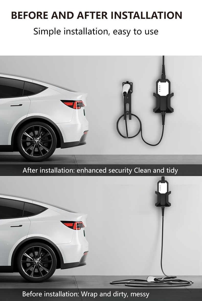 Thumbnail: EV Charger Cable Holder Gun Head Socket For Electric Vehicle Plug Type1 Wall Mou