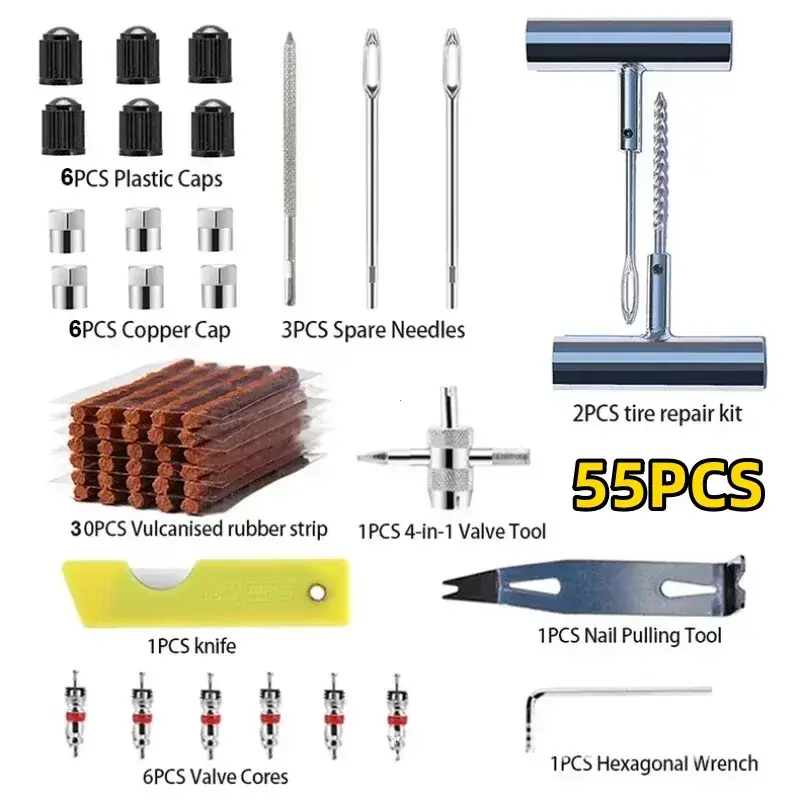 Thumbnail: 33/57pcs Auto Tire Repair Set Puncture Repair Tools Car Van Motorcycle Bike Emer