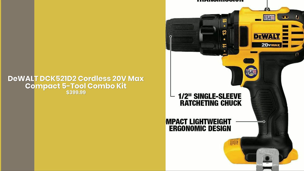Thumbnail: DeWALT DCK521D2 Cordless 20V Max Compact 5-Tool Combo Kit