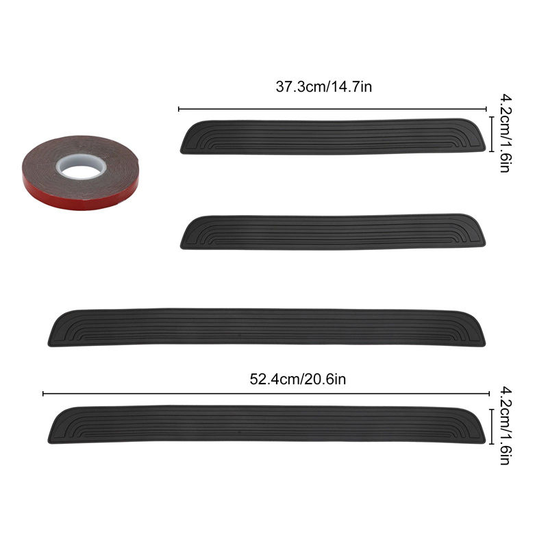 Thumbnail: 4pcs Rubber Car Door Sill Scuff Covers Black Door Panel Guards Protector Trim An