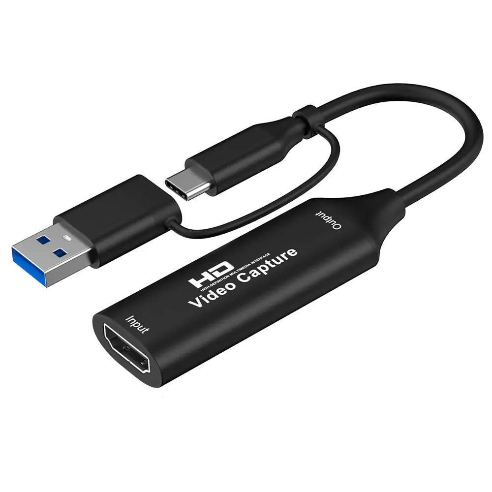 USB 3.0 Video Capture Card 4K HDTV to USB/Type-C Game Grabber Record Video Audio