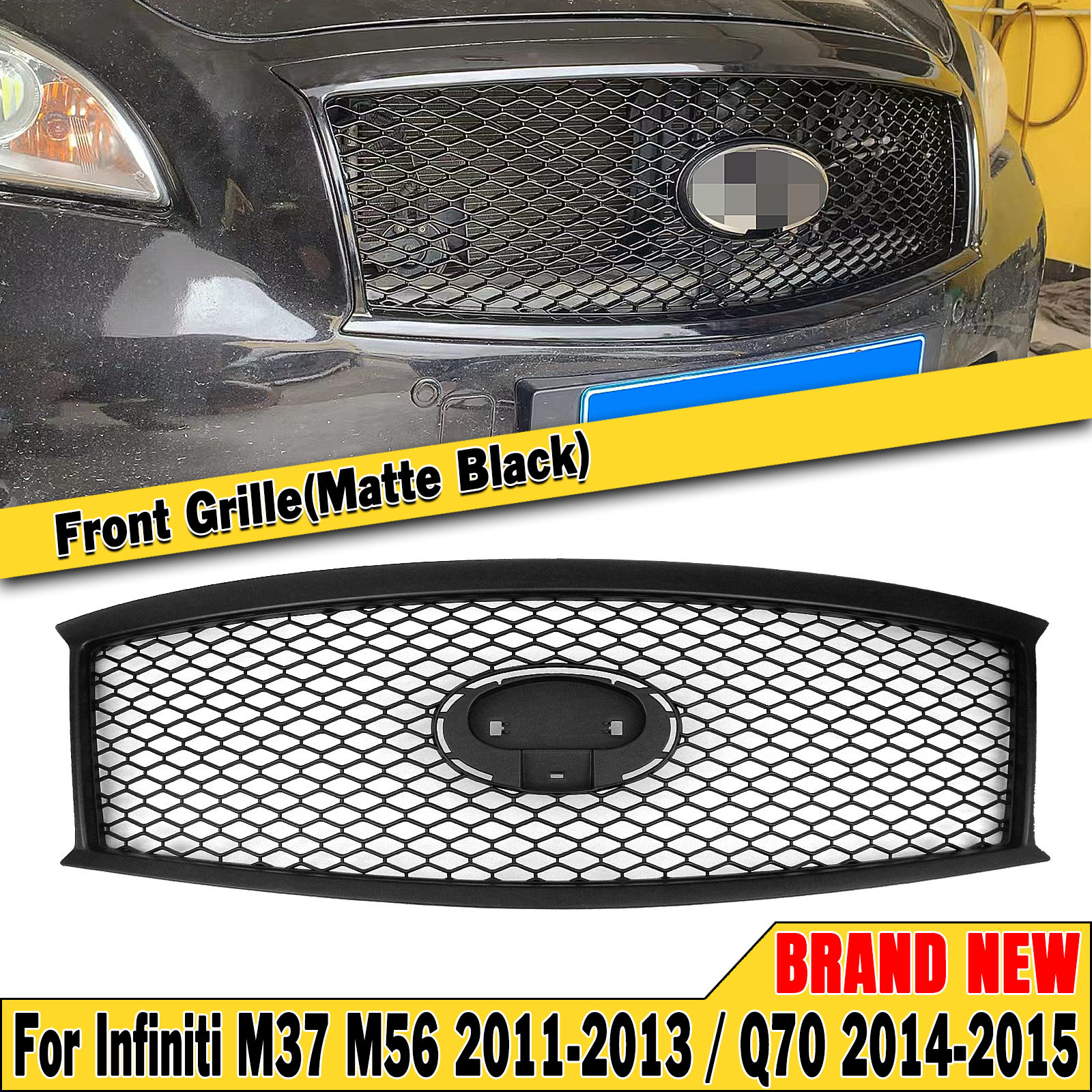 Racing Grill Front Grille For Infiniti M37 M56 2011-13 Q70 2014-2015.4 Honeycomb