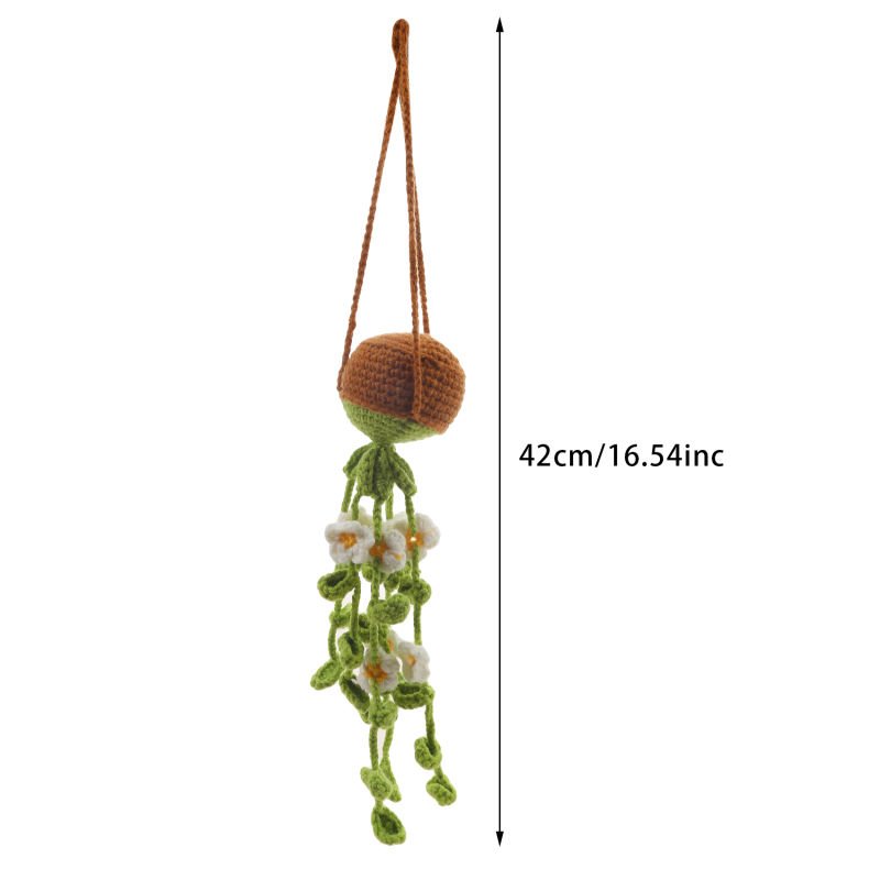 Thumbnail: NEW Cute Potted Plants Crochet Car Basket,Hanging Plant Crochet for Car Decor,Ca