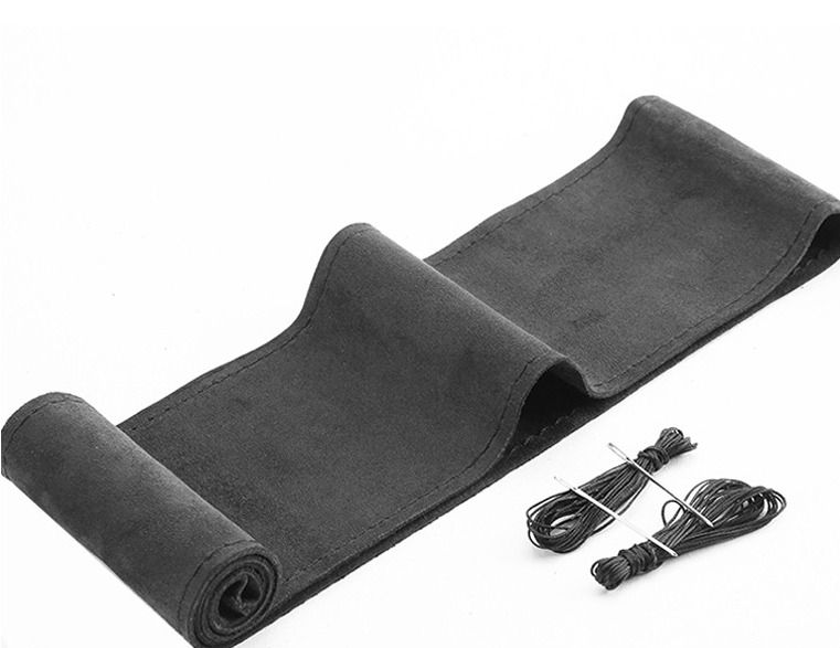 Thumbnail: Suede Leather Braiding Steering Wheel Cover - Hand Sewn Anti Slip Handle Cover,C