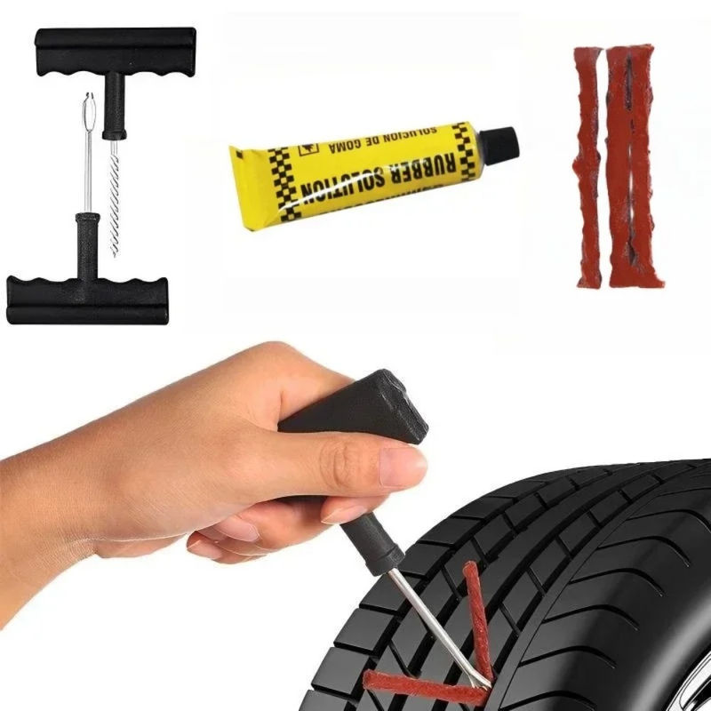 Thumbnail: Car Tire Repair Tools Kit with Rubber Strips Tubeless Tyre Puncture Studding Plu