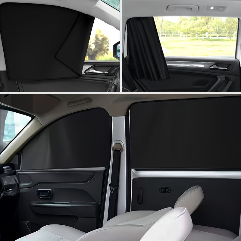 Thumbnail: "Heat-Insulating" 4-Piece Magnetic Car Window Sunshade Set - Black Shading & Pri