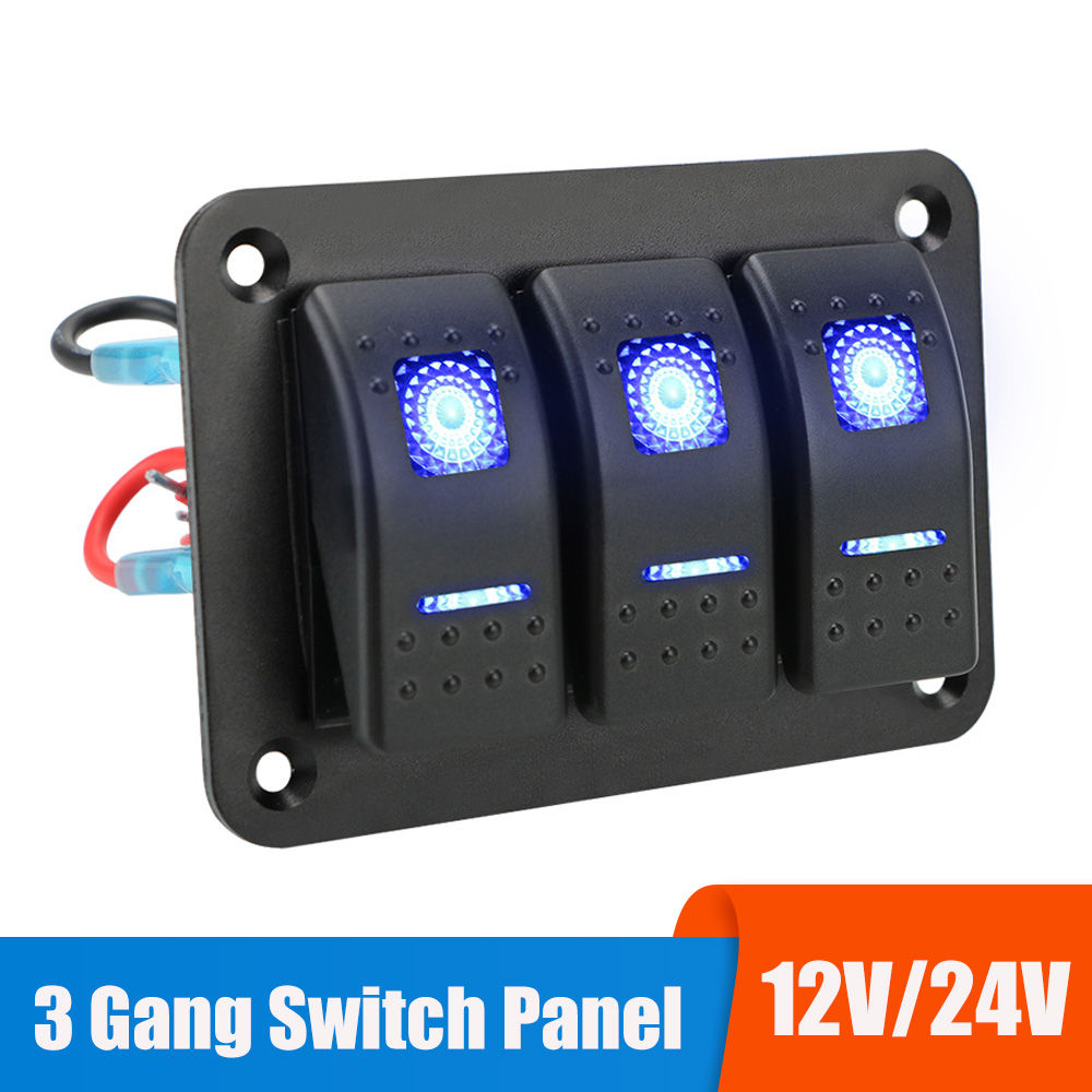 24V 12V Switch Panel 3 Buttons Car Light Toggle For Boat Truck Trailer Caravan M