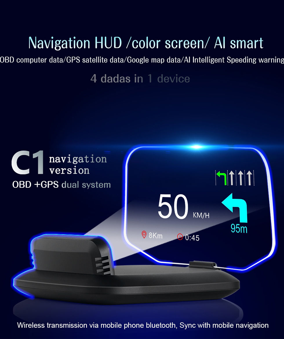 Thumbnail: C1 Navigation Windshield Projection OBD2+GPS Head Up Display with Real-time Navi