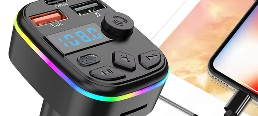 Thumbnail: Car Bluetooth 5.0 FM Transmitter Car MP3 Player Support TF Card U Disk Type C Ca